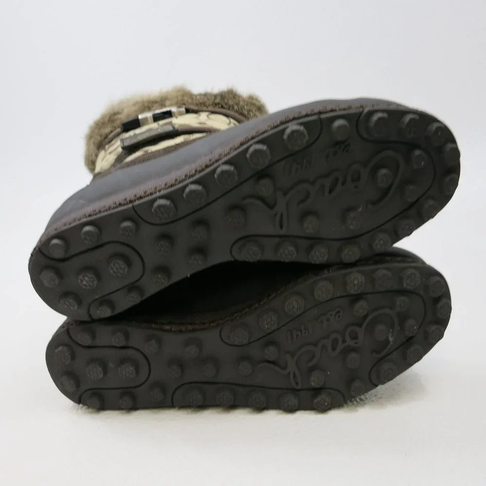 Coach Signature Mariette Fur Trim Canvas Boots Size 5.5 M - Picture 3 of 9